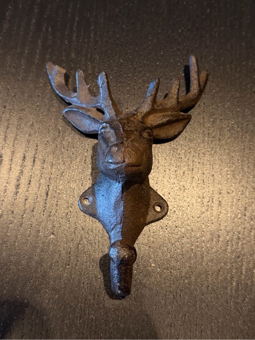 Grace Home- Rustic Iron Deer Head Wall Hook - Brown